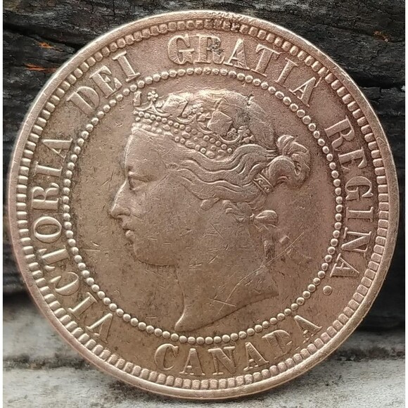 Antique 1886 Canada One Cent Coin, Vintage Queen Victoria Canadian Penny - Picture 4 of 10